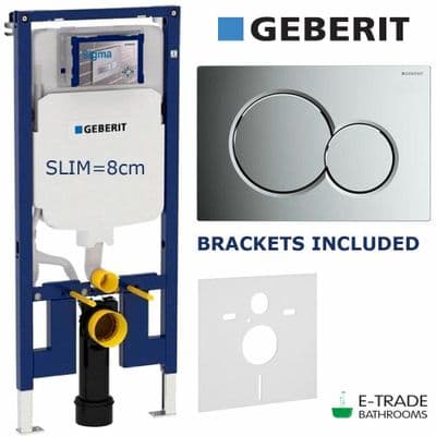 GEBERIT UP720  SLIM WC FRAME 8cm with SIGMA 01 FLUSH PLATE CHROME