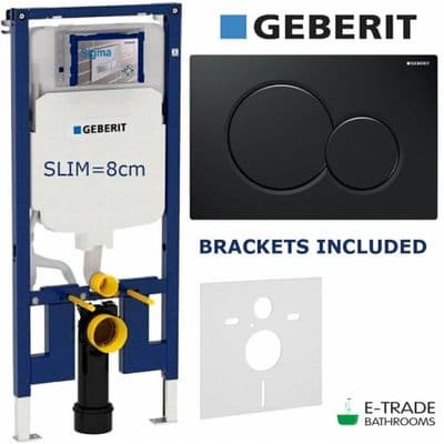 GEBERIT UP720 TOILET WC SLIM FRAME 8cm SIGMA 01 BLACK FLUSH PLATE INSULATION MAT