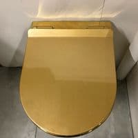 GOLDEN TOILET WALL HUNG COMPACT RIMLESS GOLD WC WITH SLIM SOFT CLOSING SEAT