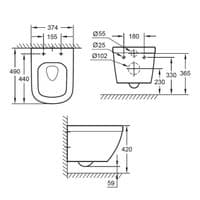 GROHE EURO CERAMIC RIMLESS WALL HUNG WC TOILET PURE GUARD WITH SOFT CLOSING SEAT