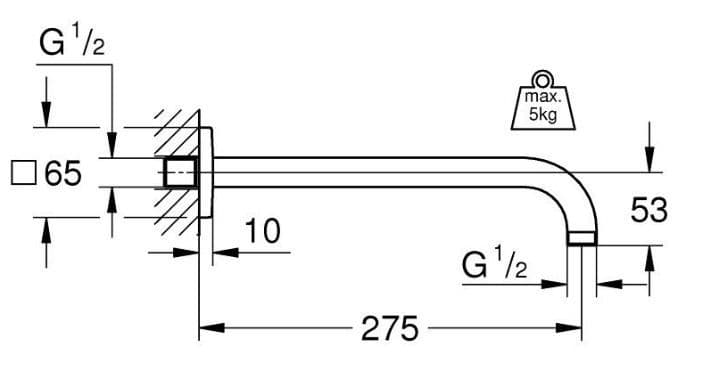 Grohe Rainshower 27488000 Shower Arm Modern for Eurocube Fittings