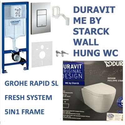 GROHE Rapid FresSL Frame 5in1 DURAVIT ME Rimless WC Soft Close Toilet 45300900A1