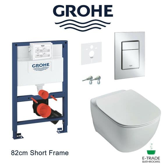 GROHE RAPID SL 82cm FRAME+SKATE COSMOPOLITAN SILVER FLUSH PLATE+TESI AQUABLADE