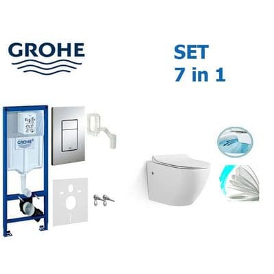 GROHE RAPID SL FRAME 5IN1 + RIMLESS WC TOILET PAN + QUALITY SOFT CLOSING SEAT