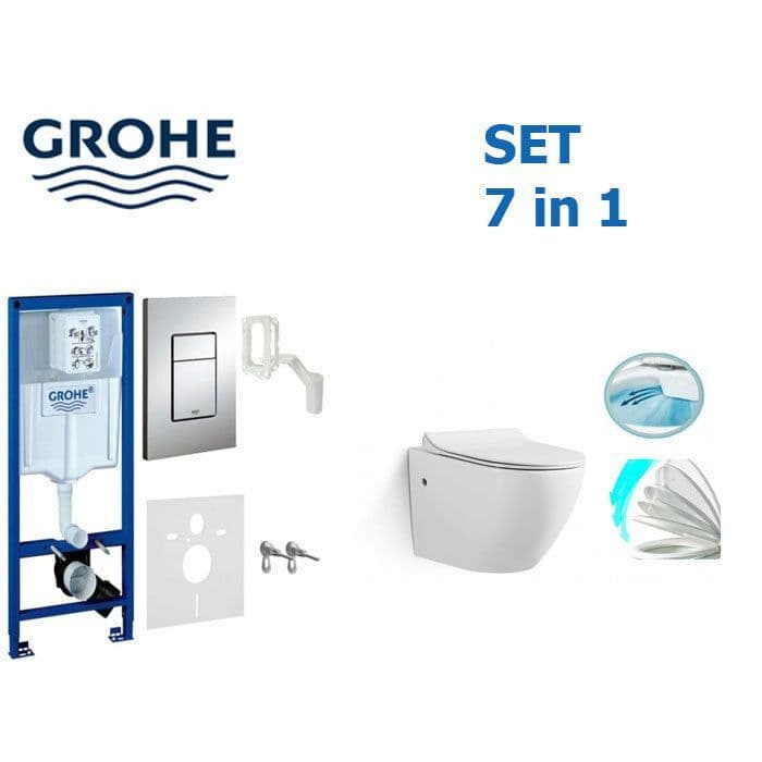 GROHE RAPID SL FRAME 5IN1 RIMLESS WC TOILET PAN QUALITY SOFT CLOSING SEAT