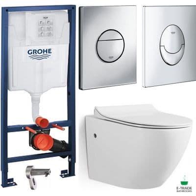 GROHE Rapid SL Frame Brackets Flush Plate Wall Hung Rimless WC Toilet Soft Close