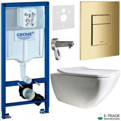 GROHE Rapid SL Frame BRUSHED GOLD Plate Villeroy&Boch Venticello Ceramic PLUS WC