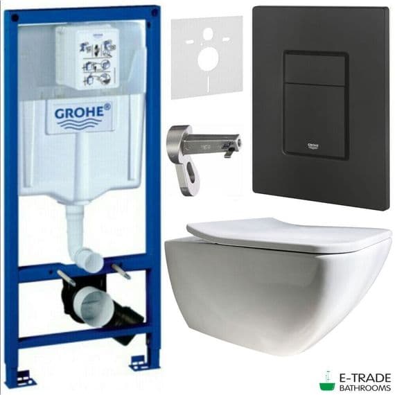 GROHE Rapid SL Frame MATT BLACK Plate EVEN+Villeroy&Boch Venticello Ceramic Plus