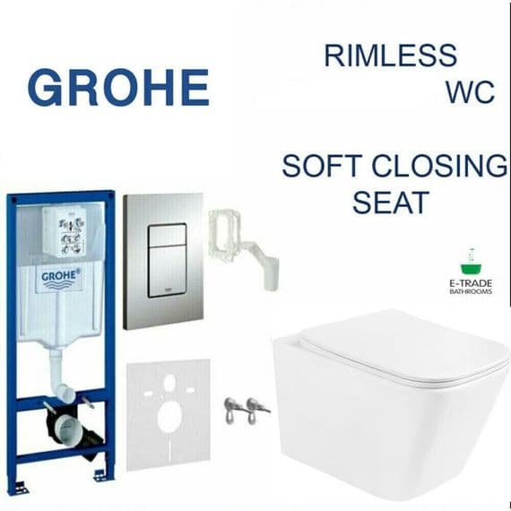 GROHE RAPID SL FRESH FRAME 5in1 with WALL HUNG RIMLESS WC + SOFT CLOSING SEAT