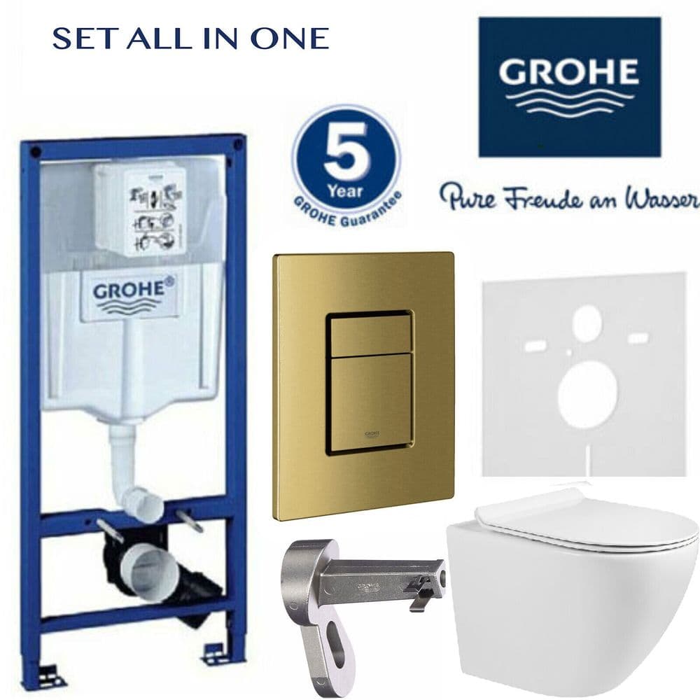 GROHE RAPID SL WC CISTERN FRAME RIMLESS COMPACT TOILET SOFT CLOSING ...