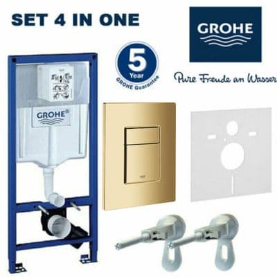 GROHE RAPID SL WC TOILET FRAME CISTERN SKATE COSMOPOLITAN GOLDEN FLUSH PLATE