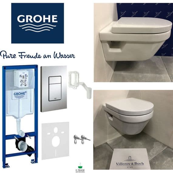 GROHE WC Frame Villeroy&Boch ARCHITECTURA WALL HUNG TOILET Rimless Soft Closing