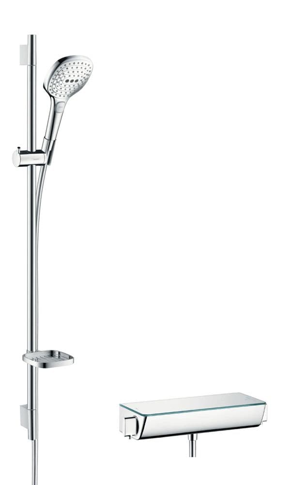 Hansgrohe ECOSTAT SELECT COMBI Set – Mit Brausestange 0,90 M, Weiß/verchromt – Für Dusche & Bad