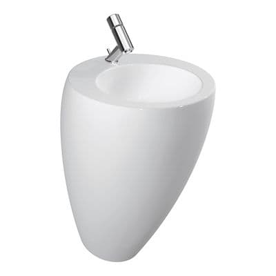 Laufen Washbasin with integrated pedestal, wall connection, ceramic waste cover H8119714001091