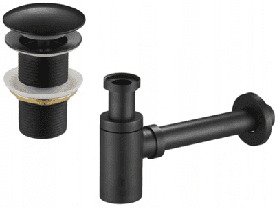Mexen basin siphon drain click-clack, no overflow, black - 7991050-70