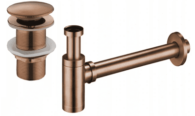 Mexen basin siphon drain with click-clack, no overflow, rose gold  7991050-60