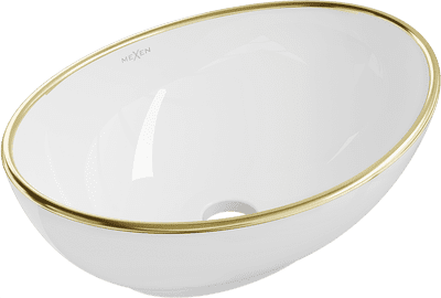 Mexen Elza, washbasin 40 x 33 cm, white/gold - 21014005