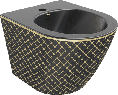 Mexen Lena hanging bidet, black matt/gold grating pattern - 35224879