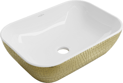 Mexen Rita washbasin 45 x 32 cm, white/gold scale pattern - 21084554