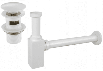 Mexen square basin siphon drain click clack, with overflow, white - 7992060-20