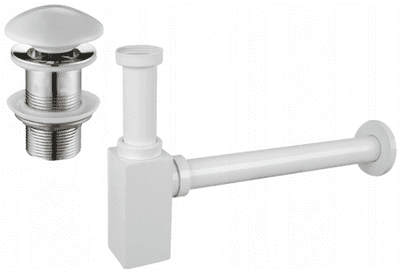 Mexen square washbasin siphon drain click clack ceramic, no overflow, white - 7991060-25