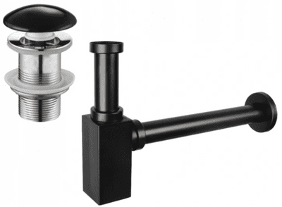 Mexen square washbasin siphon drain click clack ceramic, without overflow, black - 7991060-75