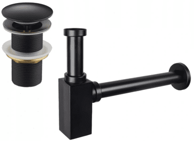 Mexen square washbasin siphon drain click clack, no overflow, black antique- 7991060-79