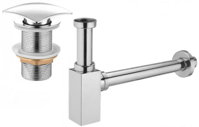 Mexen square washbasin siphon drain click clack, no overflow, chrome - 7991660-00