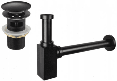 Mexen square washbasin siphon drain click clack, with overflow, black antique - 7992060-79