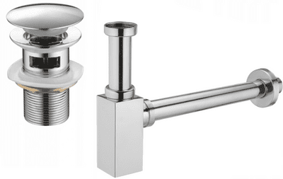 Mexen square washbasin siphon drain click clack , with overflow, chrome - 7992060-00