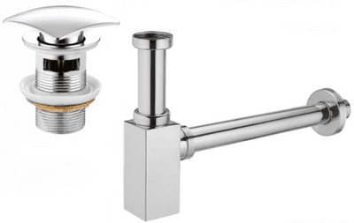Mexen square washbasin siphon drain click clack, with overflow, chrome - 7992660-00