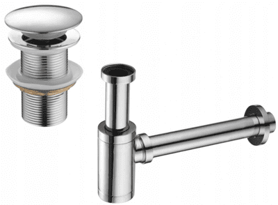 Mexen washbasin drain siphon with click-clack, no overflow, chrome - 7991050-00