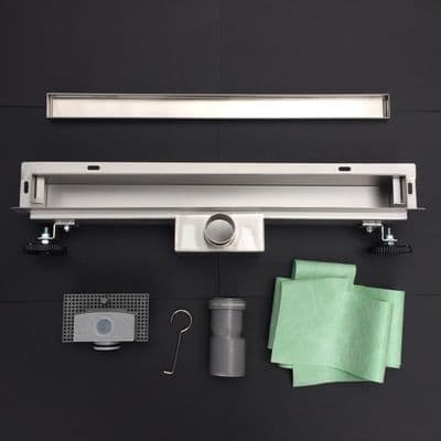 S. STEEL Linear WALL MOUNTED Shower Drain 25, 30, 40, 50, 60, 70, 80, 90, 100, 110, 120 cm