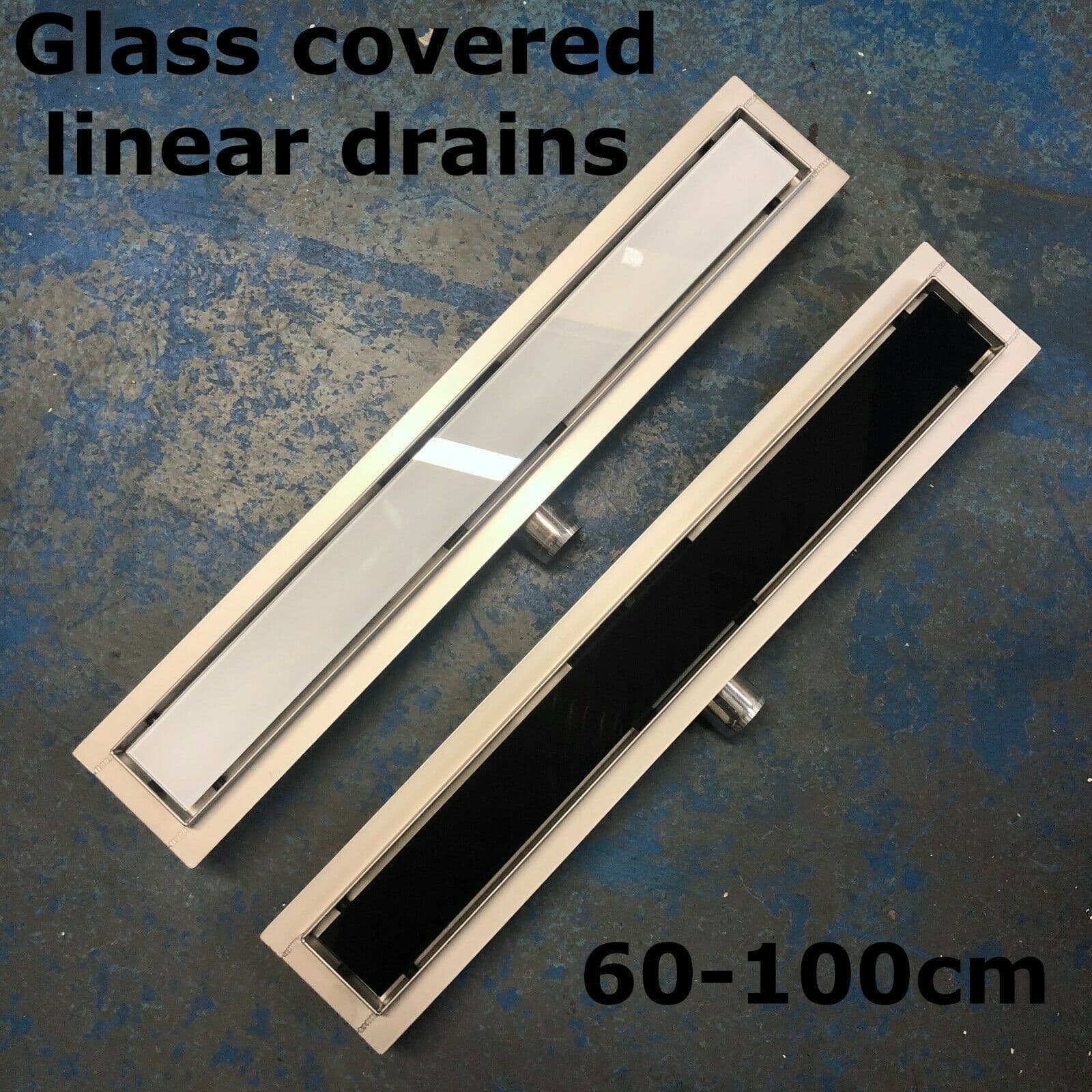 STAINLESS STEEL LINEAR GLASS TOP SHOWER DRAIN BATHROOM CHANNEL GULLY