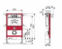 TECE 82cm WC TOILET FRAME FLUSH PLATE WALL HUNG RIMLESS WC SOFT CLOSING