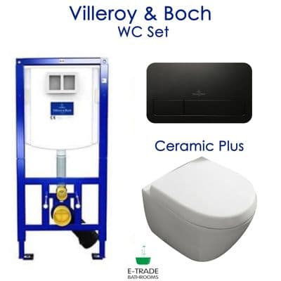 Villeroy&Boch VICONNECT+E200 Flush Plate+Subway 2.0 Rimless Soft Close WC w/CP