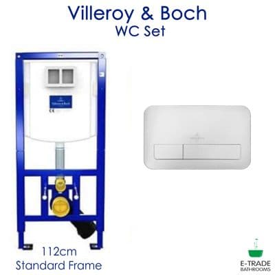 VILLEROY&BOCH VICONNECT FRAME+E200 FLUSH PLATE IN WHITE GLASS