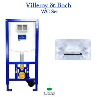 VILLEROY&BOCH VICONNECT FRAME+E300 FLUSH PLATE IN BRILLIANT CHROME