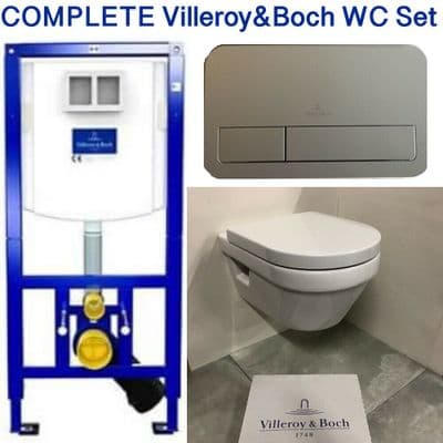 VILLEROY &BOCH VICONNECT WC FRAME+PLATE+ARCHITECTURA RIMLESS SOFT CLOSING TOILET