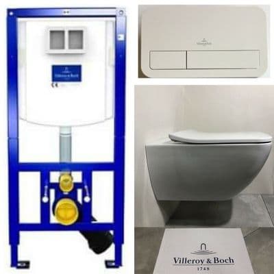 Villeroy & Boch Viconnect WC Frame + Plate + Venticello Rimless Toilet+Soft Close Seat