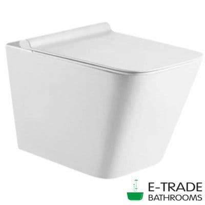 WALL HUNG WC COMPACT TOILET RIMLESS SLIM SOFT CLOSING EASY RELEASE HINGES SEAT
