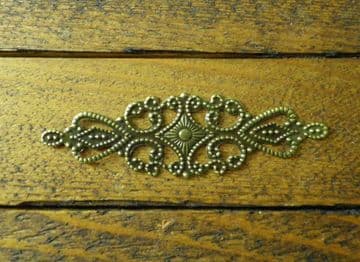 10 x Antique filigree centre 65x20mm Jewelery wooden box embellishment aged C105