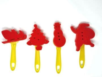 4 Foam Dabbers Sponge Decoration Shapes Christmas For Children Painting Fun