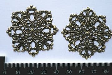 4 x Antique Filigree Centres 45mm dia Jewellery Lid Box Embellishment Aged C039