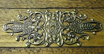 4 x Antique Filigree Centres 85x33mm Jewellery Lid Box Embellishment Aged C038