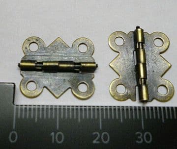 4 x Antiqued Hinges Box 20x17mm Dollhouse Jewellery Wooden Box Butterfly C003