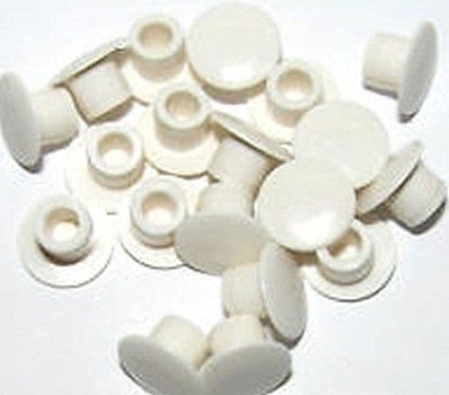 50 Cream Plastic 5mm Kitchen Cabinet Hole covers Caps FREEPOST