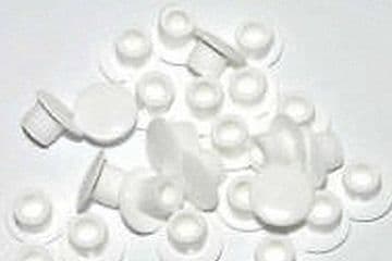 50 White Plastic 5mm Kitchen Cabinet Hole covers Caps
