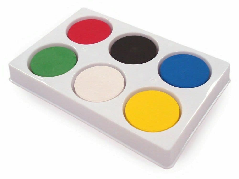 6 Large Water Colour Paint Blocks in a Strong 6 Well Palette childrens ...