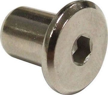 6 Pack of 6mm Furniture Sleeve Nuts - Bed Bolt Fittings Nickel Silver Coloured